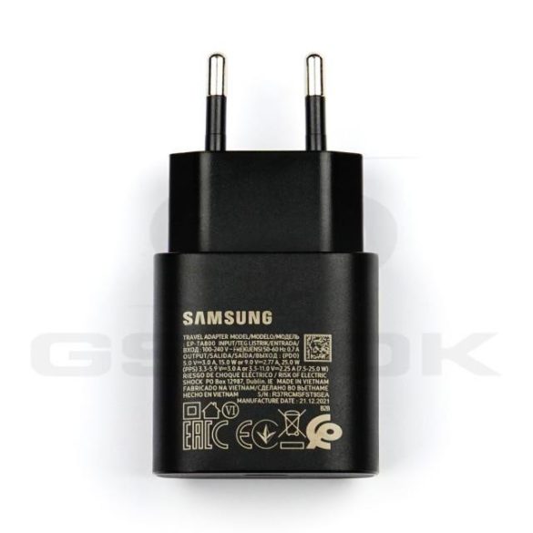Samsung gyári töltő 1xUSB-C csatlakozóval 25W [Gp-Ptu021Soabq] fekete