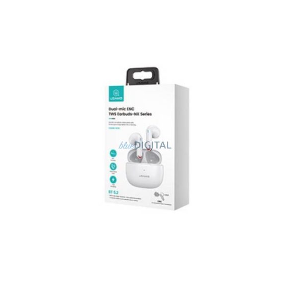 Sport Bluetooth Fülhallgató Usams Nx10 Tws Töltődobozzal Bluetooth 5.2 Bhunx02 Fehér