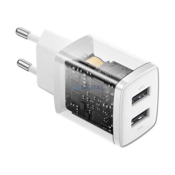 Hálózati Töltő Baseus 2Xusb 10.5W 2.1A Ccxj010202 Fehér