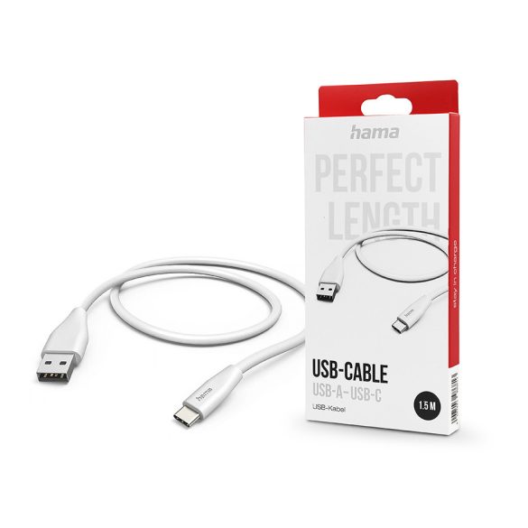 HAMA USB-A - Type-C adat- és töltőkábel 1,5 m-es vezetékkel - HAMA USB-A - USB-C Cable - fehér