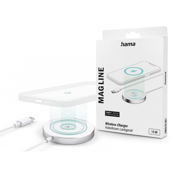 HAMA Qi MagSafe vezeték nélküli töltő állomás - 15W - HAMA Magline Wireless     Charger - fehér