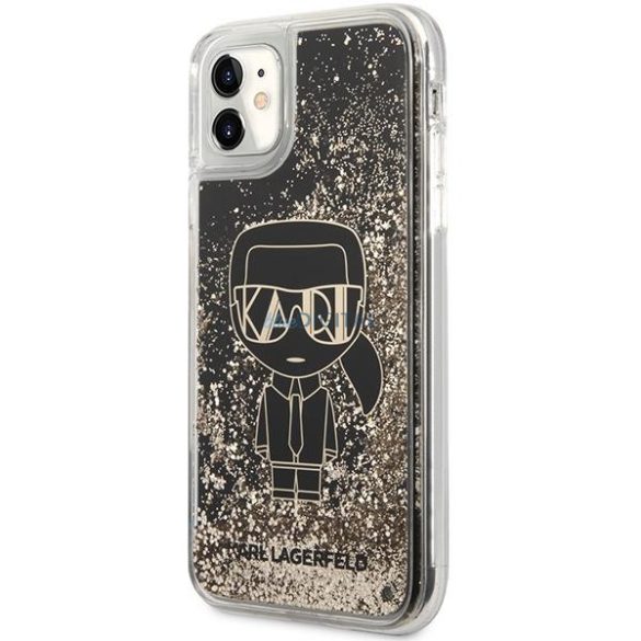 Karl Lagerfeld KLHCN61LGGKBK iPhone 11/ XR fekete keménytok folyékony csillogó Gatsby