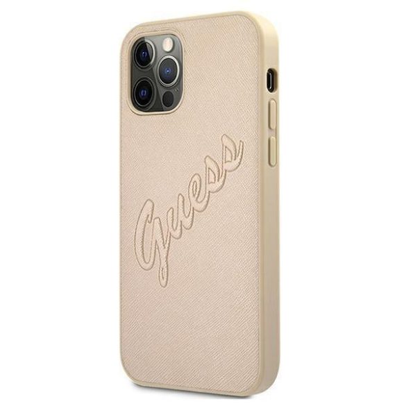 GUESS GUHCP12MRSAVSLG iPhone 12 / iPhone 12 Pro 6.1 & QUALT GOLD / GOLD tok SAFFIANO VINES SCRIPT