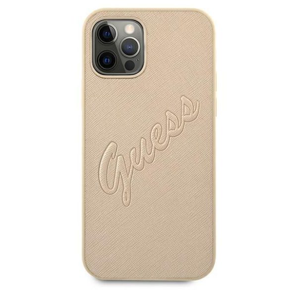 GUESS GUHCP12MRSAVSLG iPhone 12 / iPhone 12 Pro 6.1 & QUALT GOLD / GOLD tok SAFFIANO VINES SCRIPT