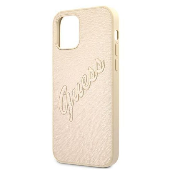 GUESS GUHCP12MRSAVSLG iPhone 12 / iPhone 12 Pro 6.1 & QUALT GOLD / GOLD tok SAFFIANO VINES SCRIPT