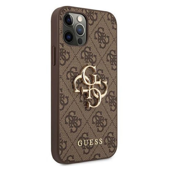 GUESS GUHCP12M4GMGBR iPhone 12 / iPhone 12 Pro 6.1 barna / barna keménycukor 4g nagy fém logó tok