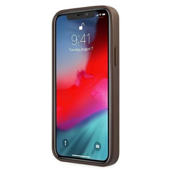 GUESS GUHCP12M4GMGBR iPhone 12 / iPhone 12 Pro 6.1 barna / barna keménycukor 4g nagy fém logó tok