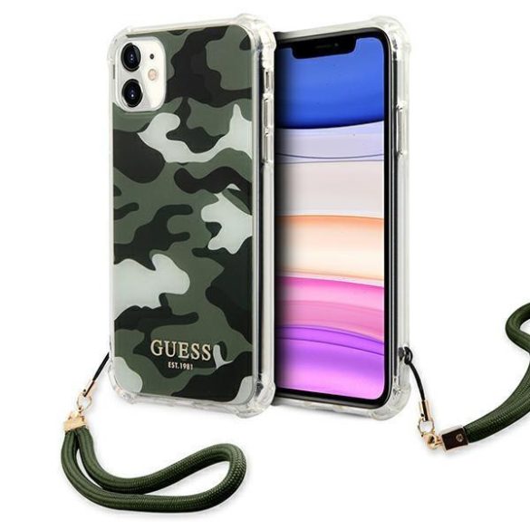 Guess GUHCN61KSARKA iPhone 11 6.1" / Xr zöld/khaki keménytok