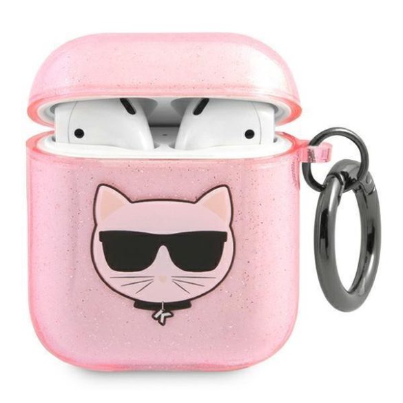 Karl Lagerfeld KLA2UCHGP Airpods tok Pink / Pink csillámos Choupette