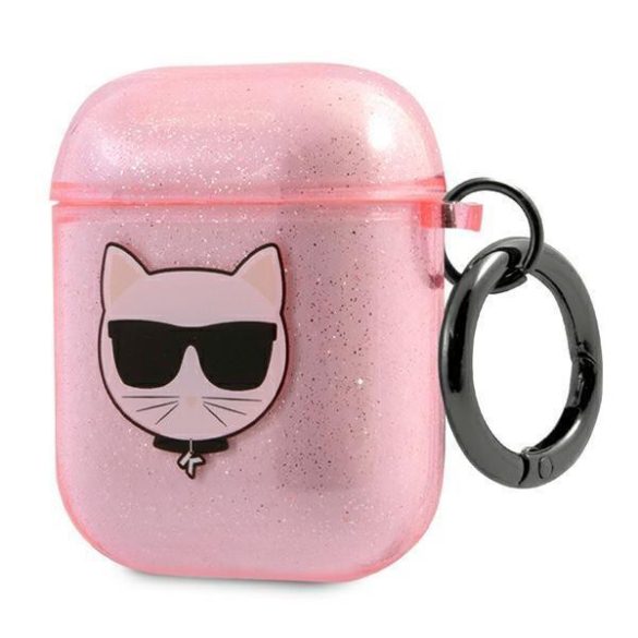 Karl Lagerfeld KLA2UCHGP Airpods tok Pink / Pink csillámos Choupette