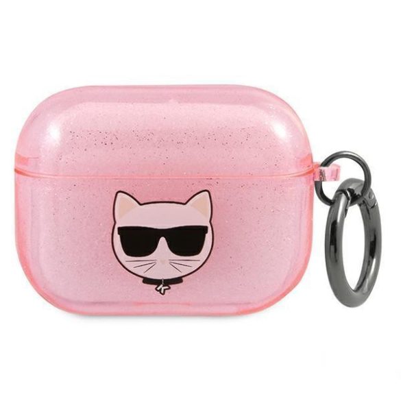 Karl Lagerfeld Khátlapuchgp Airpods Pro tok Pink / Pink csillámos Choupette