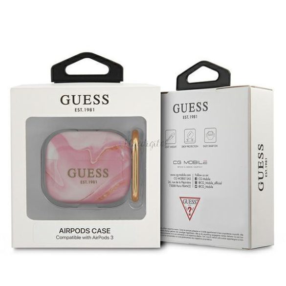 Guess GUA3UNMP AIRPODS 3 Fedjük le a rózsaszín / rózsaszín MarbleCollectiont tok