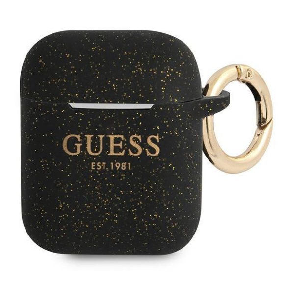 Guess GUA2SGGEK AirPods telefontok fekete Szilikon csillámos