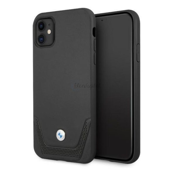 BMW BMHCN61RSWK iPhone 11 6.1 "fekete kemény bőr perforáció tok