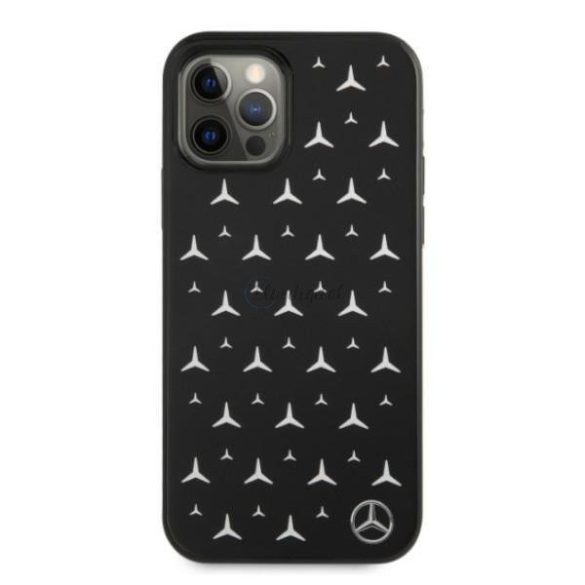 Mercedes MEHCP12MESPBK iPhone 12 / iPhone 12 Pro 6,1" fekete kemény tok Ezüst Csillag Pattern