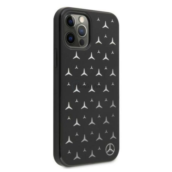 Mercedes MEHCP12MESPBK iPhone 12 / iPhone 12 Pro 6,1" fekete kemény tok Ezüst Csillag Pattern