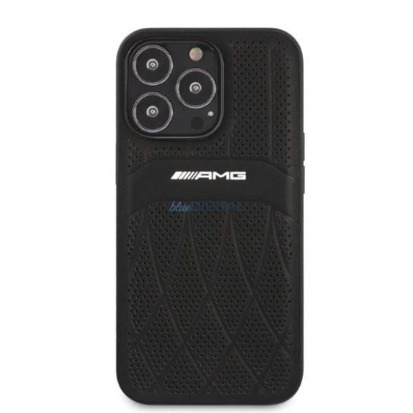 AMG AMHCP13LOSDBK iPhone 13 Pro / 13 6,1" fekete bőr keménytok ívelt vonalakkal