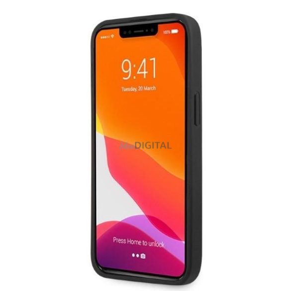 AMG AMHCP13LOSDBK iPhone 13 Pro / 13 6,1" fekete bőr keménytok ívelt vonalakkal