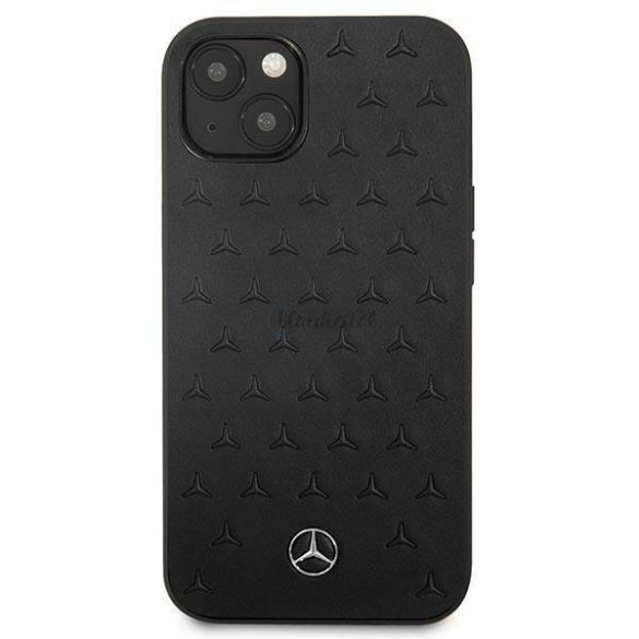 Mercedes MEHCP13SPSQBK iPhone 13 mini 5,4 "fekete kemény bőr csillag mintázat tok