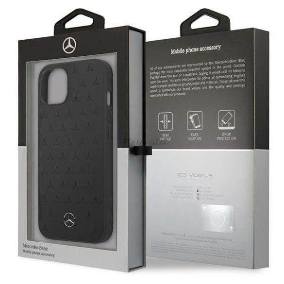 Mercedes MEHCP13SPSQBK iPhone 13 mini 5,4 "fekete kemény bőr csillag mintázat tok