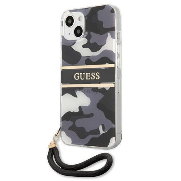 Guess GUHCP13SKCABBK iPhone 13 mini 5,4 „fekete kemény tok Camo Szíj Kollekció