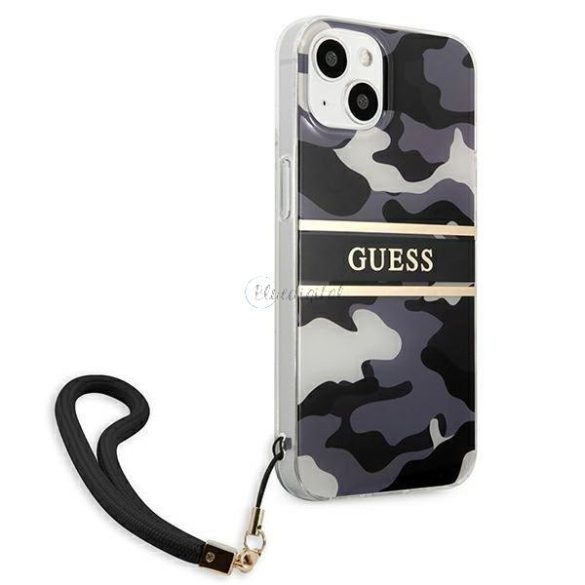 Guess GUHCP13SKCABBK iPhone 13 mini 5,4 „fekete kemény tok Camo Szíj Kollekció