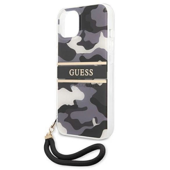 Guess GUHCP13SKCABBK iPhone 13 mini 5,4 „fekete kemény tok Camo Szíj Kollekció