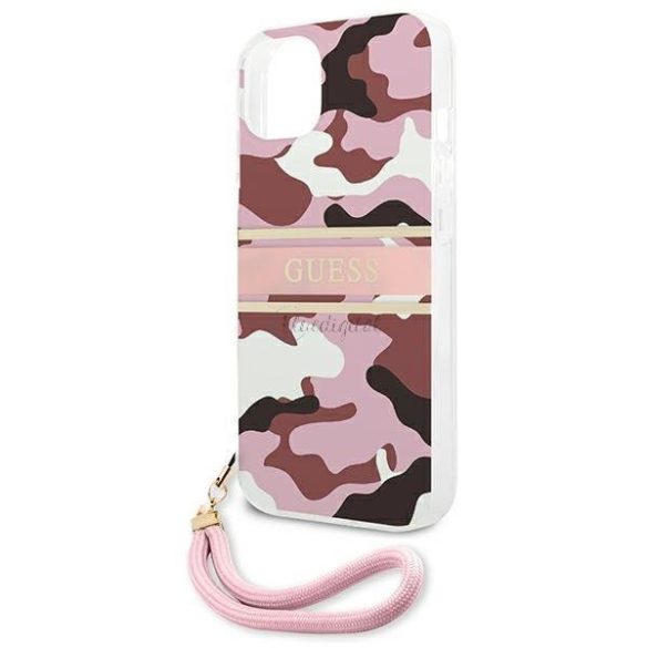 Guess GUHCP13MKCABIPIPE Camo Strap Kollekció iPhone 13 tok - rózsaszín