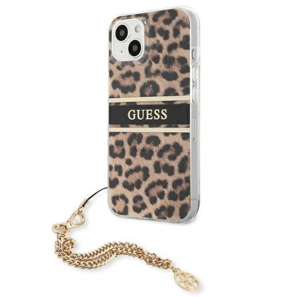 Guess GUHCP13SKBSLEO IPHONE 13 MINI 5,4 "leopárd kemény arany lánc tok