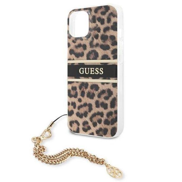 Guess GUHCP13SKBSLEO IPHONE 13 MINI 5,4 "leopárd kemény arany lánc tok