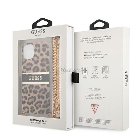 Guess GUHCP13SKBCLE iPhone 13 mini 5,4 „Leopard tok Arany Szíj