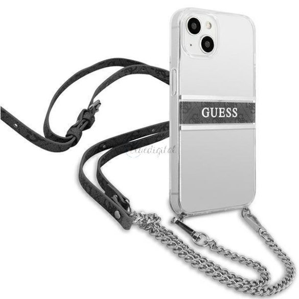 Guess GUHCP13SKC4GBSI iPhone 13 mini 5,4 „Átlátszó kemény tok 4G Szürke Szíj Ezüst Lánc