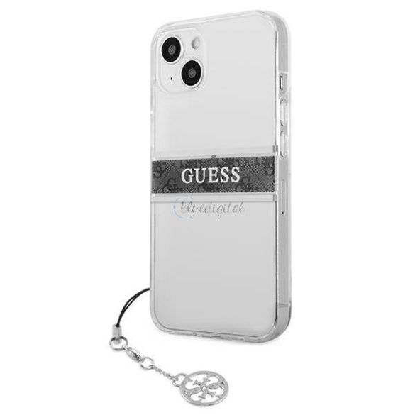 Guess GUHCP13SKB4GGR iPhone 13 Mini 5,4 "Átlátszó keménycukor 4g szürke heveder varázsa tok