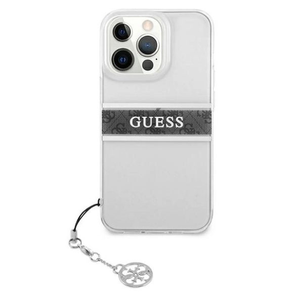 Guess GUHCP13LKB4GGR 4G Grey Strap Charm tok iPhone 13 / 13 Pro - átlátszó