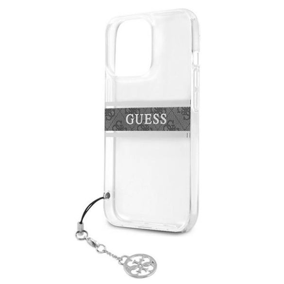 Guess GUHCP13LKB4GGR 4G Grey Strap Charm tok iPhone 13 / 13 Pro - átlátszó