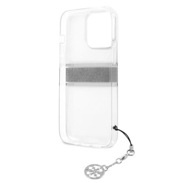 Guess GUHCP13LKB4GGR 4G Grey Strap Charm tok iPhone 13 / 13 Pro - átlátszó