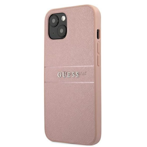 Guess GUHCP13SPSASBPI Saffiano Stripe tok iPhone 13 mini - rózsaszín