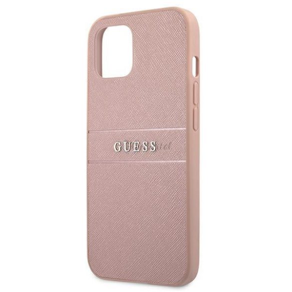 Guess GUHCP13SPSASBPI Saffiano Stripe tok iPhone 13 mini - rózsaszín