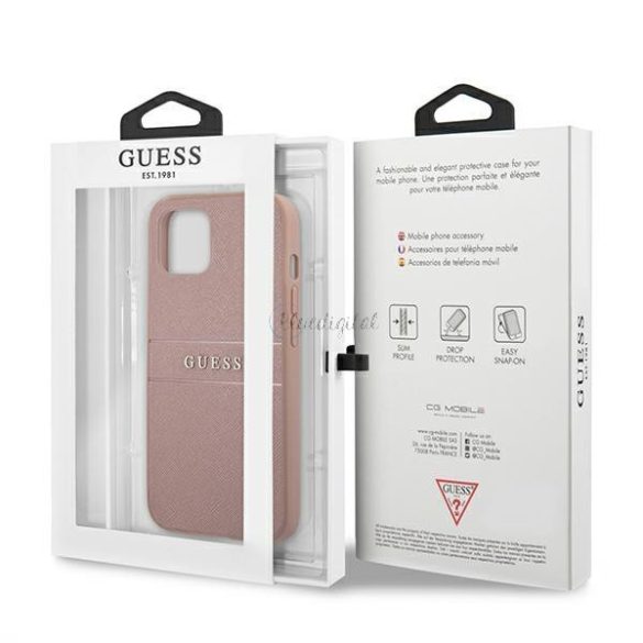 Guess GUHCP13SPSASBPI Saffiano Stripe tok iPhone 13 mini - rózsaszín