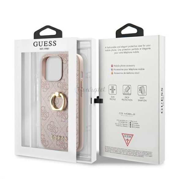 Guess GUHCP13L4GMRPI iPhone 13 Pro / 13 6,1 „pink / rózsaszín kemény tok 4G Állvány