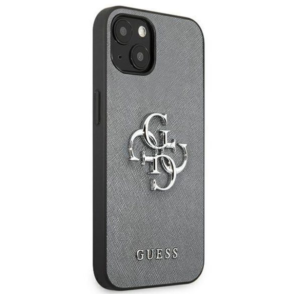 Guess GUHCP13SSA4GSGR iPhone 13 mini 5,4 „szürke kemény tok Saffiano 4G Metal Logo