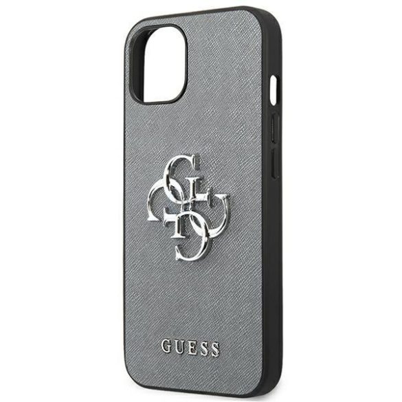 Guess GUHCP13SSA4GSGR iPhone 13 mini 5,4 „szürke kemény tok Saffiano 4G Metal Logo