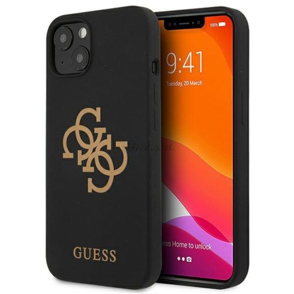 Guess GUHCP13MLS4GGBK iPhone 13 6.1 "fekete Hard tok Silicone 4G Logo