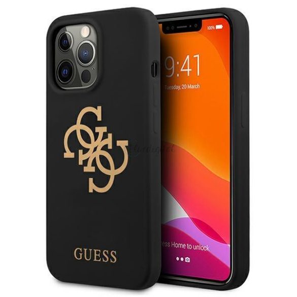 Guess GUHCP13LLS4GGBK iPhone 13 Pro / 13 6.1 "fekete Hard tok Silicone 4g