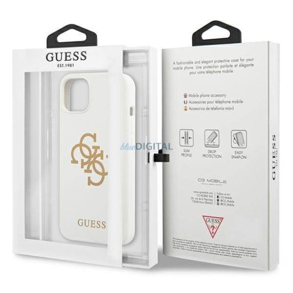 Guess GUHCP13SLS4GGWH iPhone 13 mini 5.4 „fehér / fehér kemény tok Szilikon 4G Logo