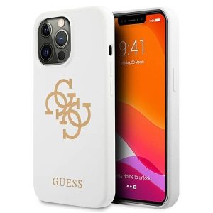 Guess GUHCP13LLS4GGWH iPhone 13 Pro / 13 6.1 „fehér / fehér kemény tok Szilikon 4G Logo