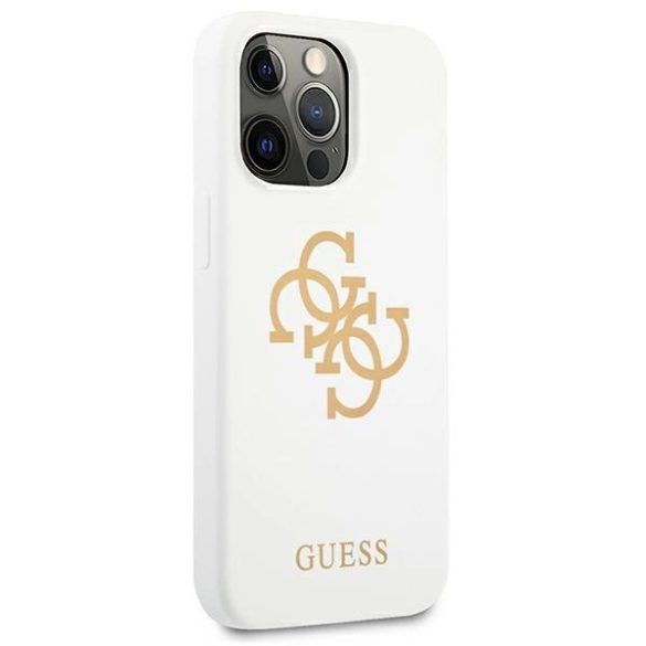 Guess GUHCP13LLS4GGWH iPhone 13 Pro / 13 6.1 „fehér / fehér kemény tok Szilikon 4G Logo