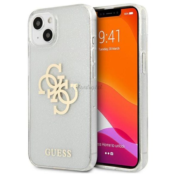 Guess GUHCP13SPCUGL4GTR iPhone 13 MINI 5,4 "Átlátszó kemény tok csillogás 4g