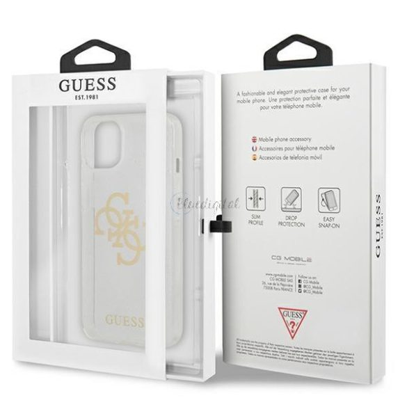 Guess GUHCP13SPCUGL4GTR iPhone 13 MINI 5,4 "Átlátszó kemény tok csillogás 4g