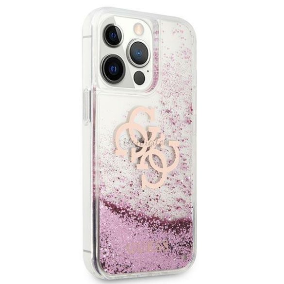 Guess GUHCP13LLG4GPI iPhone 13 Pro / 13 6.1 „pink / rózsaszín kemény tok 4G Big Liquid csillámos